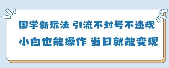 国学新玩法，引流不封号不违规小白也能操作，当日就能变现-齐力副业