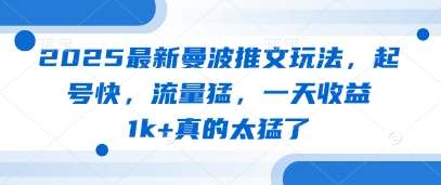 2025最新曼波推文玩法，起号快，流量猛，一天收益1k+真的太猛了-齐力副业