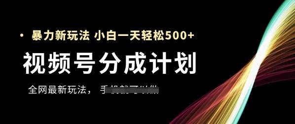 视频号分成计划,全网最暴力玩法,新手一天也能轻松5张+-齐力副业