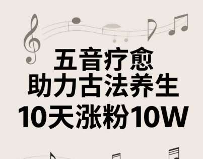 古法五音养生教程，五音疗愈的视频的制作方法，2-4小时就能学会，作者10天涨粉10W-齐力副业