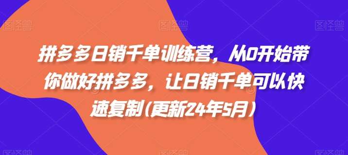拼多多日销千单训练营，从0开始带你做好拼多多，让日销千单可以快速复制(更新25年5月)-齐力副业