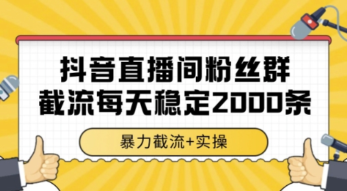 抖音直播间粉丝群暴力截流，一台电脑每天稳定2000条数据，暴力截流+实操 【揭秘】-齐力副业