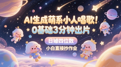 AI生成萌系小人唱歌，0基础3分钟出片，28个作品涨粉8.9W，单条最高19W赞，日入四位数，小白直接抄作业-知行副业网