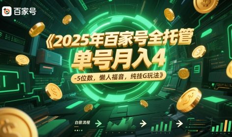 2025年百家号全托管,单号月入4-5位数,懒人福音,纯挂G玩法【揭秘】插图 2025年百家号全托管,单号月入4-5位数,懒人福音,纯挂G玩法【揭秘】插图