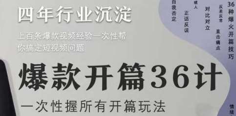 爆款开篇36计2.0，爆款短视频，一次性掌握所有开篇玩法-齐力副业