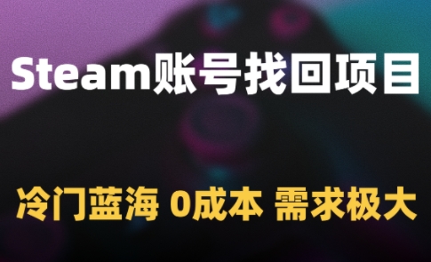 Steam账号找回项目，冷门蓝海，0成本，需求极大-齐力副业