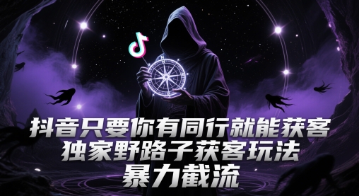 抖音只要你有同行就能获客，独家野路子获客玩法，暴力截流【揭秘】-齐力副业