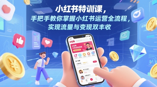 小红书特训课，手把手教你掌握小红书运营全流程，实现流量与变现双丰收-齐力副业