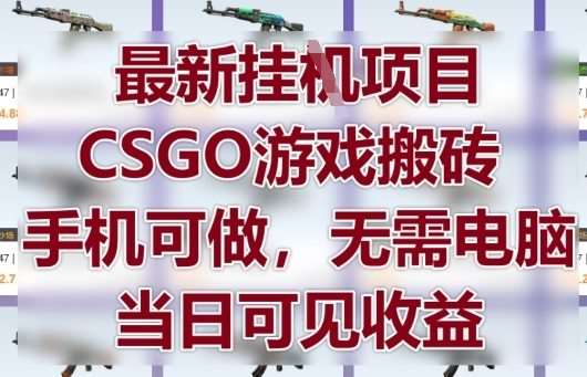 最新挂G项目，CSGO游戏搬砖，手机可做，无需电脑，当日见收益【揭秘】-齐力副业
