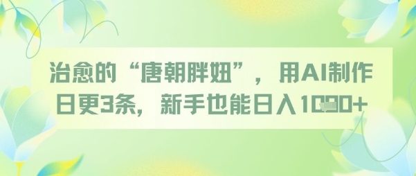 治愈的“唐朝胖妞”，用AI制作日更3条，新手也能日入多张-齐力副业