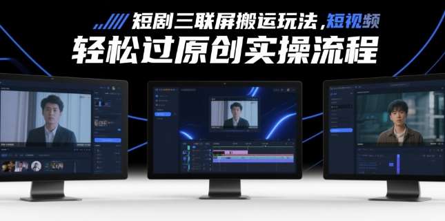 短剧三联屏搬运玩法，短剧搬运轻松过原创实操流程-齐力副业