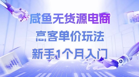 咸鱼无货源电商，高客单价玩法，新手1个月入门-齐力副业