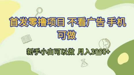 首发零撸项目 不看广告 手机可做 新手小白可以做 月入3k+【揭秘】-齐力副业