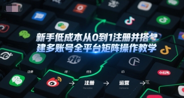 新手低成本从0到1注册并搭建多账号全平台矩阵操作教学，手机号-邮箱-IP-工具-齐力副业