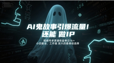 AI鬼故事引爆流量，还能做IP，视频号多渠道收益单日1k+，小白副业、工作室放大的最佳选择-齐力副业