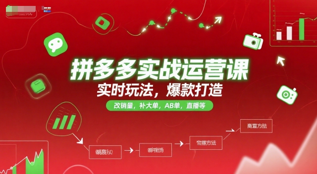 拼多多实战运营课，实时玩法，爆款打造，改销量，补大单，AB单，直播等（更新2025月）-齐力副业