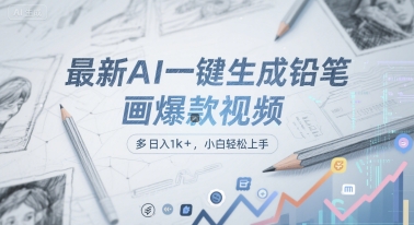 最新AI一键生成铅笔画爆款视频，多平台分发，日 入1k+，小白轻松上手【揭秘】-齐力副业