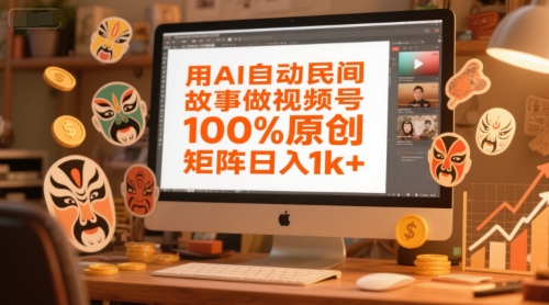 用AI自动民间故事做视频号，100%原创，矩阵日入1k+-齐力副业