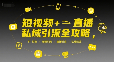 短视频+直播私域引流全攻略,IP打造 +视频引流 +直播引流 +私域沉淀-齐力副业