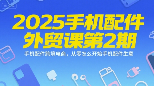2025手机配件外贸课第2期，手机配件跨境电商，从零怎么开始手机配件生意-齐力副业