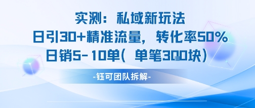 实测私域新玩法日引30加精准流量转化率50%日销5-10单每笔3张-齐力副业