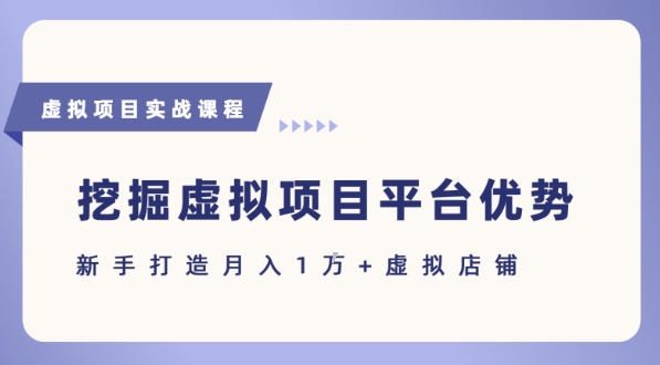 抓住虚拟项目各平台优势，新手轻松月入1W+(给出具体建议)-齐力副业