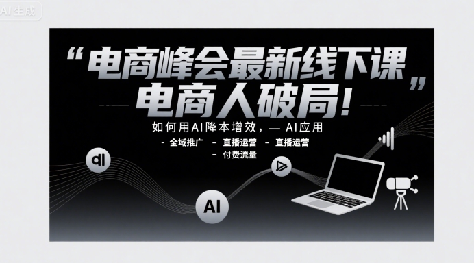 电商峰会最新线下课，电商人破局，如何用AI降本增效，AI应用-全域推广-直播运营-付费流量-齐力副业