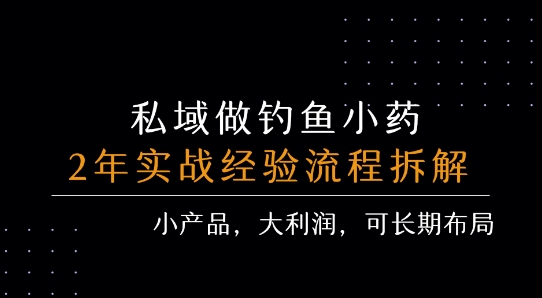 私域做钓鱼小药 每单利润3张+ 详细流程拆解-齐力副业