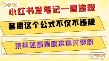 小红书发笔记一直违规，套用这个公式不仅不违规，来的还都是精准的付费粉-齐力副业