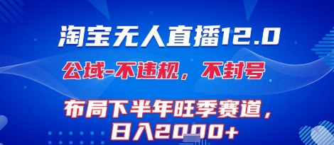 淘宝无人直播12.0，不封号，不违规，布局下半年旺季赛道，日入1k+(独家技术)【揭秘】-齐力副业