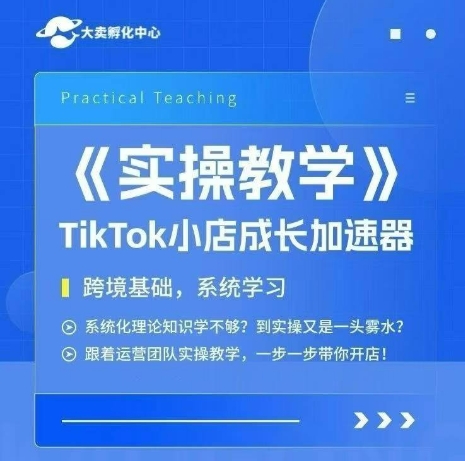 大卖家孵化中心TikTok实操课，TikTok小店成长加速器，跨境基础系统学习，一步一步带你开店-齐力副业