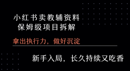 小红书卖小学教辅资料 保姆级项目拆解 1次课程彻底讲清楚!-齐力副业