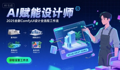 AI赋能设计师， 2025全新comfyui设计全流程工作流 ，室内-建筑-景观-美术，零基础直接上手-齐力副业