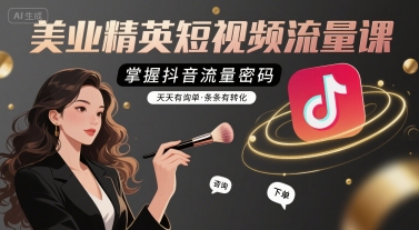 美业精英短视频流量课，掌握抖音流量密码，天天有询单，条条有转化-齐力副业