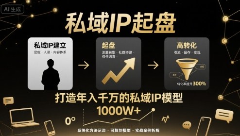 私域IP起盘，私域ip建立、起盘、高转化，打造年入千万的私域ip模型-齐力副业