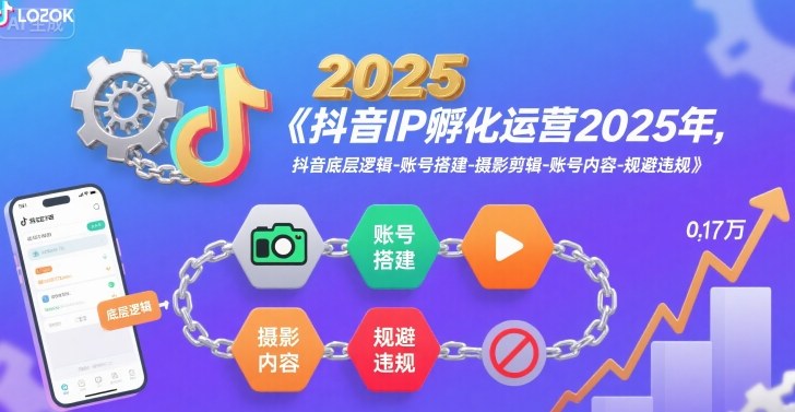 抖音IP孵化运营2025年，抖音底层逻辑-账号搭建-摄影剪辑-账号内容-规避违规-齐力副业