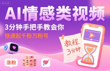 AI情感类视频，3分钟手把手教会你，快速起千粉万粉号-齐力副业