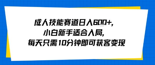 成人技能赛道日入多张，小白新手适合入局，每天只需10分钟即可获客变现-齐力副业