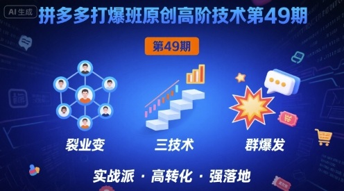 拼多多打爆班原创高阶技术第49期，拼多多裂变+阶梯+群爆-齐力副业