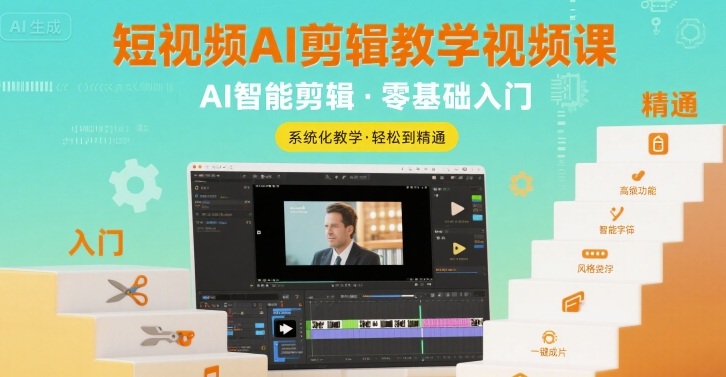 短视频AI剪辑教学视频课，入门到精通-齐力副业