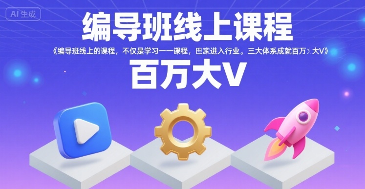 编导班线上课程，不仅是学习一门课程，更是进入一个行业，三大体系成就百万大V-齐力副业