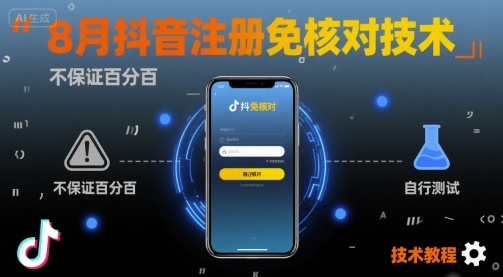 8月抖音注册免核对技术，不保证百分百，自测-齐力副业