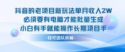 老项目新玩法单月收入2W小白有手就能操作长期项目-齐力副业