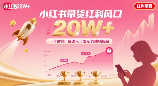 一年时间靠小红书带货项目年入20w+，最不能错的大红利项目-齐力副业