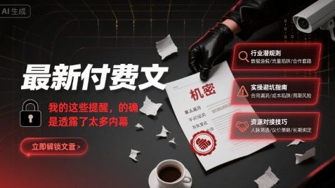 最新付费文：我的这些提醒，的确是透露了太多内幕-齐力副业
