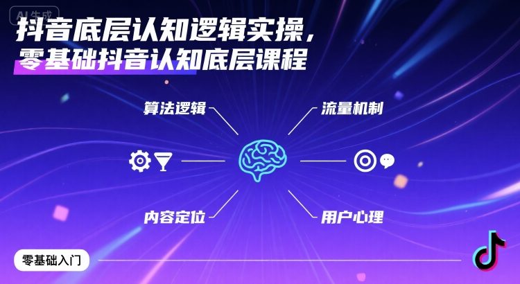 抖音底层认知逻辑实操，零基础抖音认知底层课程-齐力副业