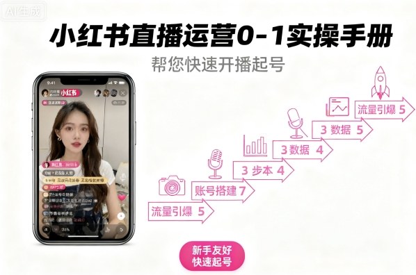 小红书直播运营0-1实操手册，帮您快速开播起号-齐力副业