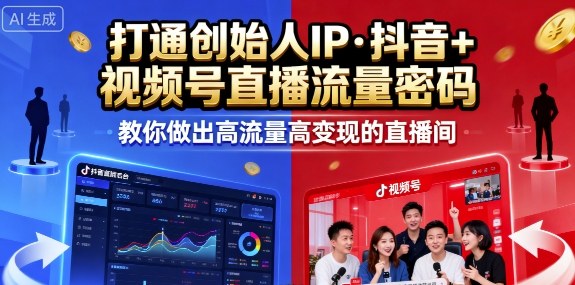 25年直播9-10两期线下课，打通创始人IP，抖音+视频号直播流量密码，教你做出高流量高变现的直播间-齐力副业