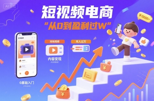 短视频电商：短视频变现从0到盈利过W-齐力副业