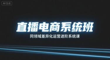 直播电商系统班，同领域差异化运营进阶系统课-齐力副业